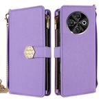 For Tecno Spark 30C 4G Crossbody Handle Cross Texture Leather Phone Case(Purple)