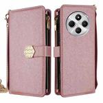 For Redmi 14C 4G Crossbody Handle Cross Texture Leather Phone Case(Rose Gold)