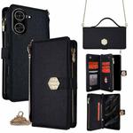 For Redmi A5 4G 171.7mm Crossbody Handle Cross Texture Leather Phone Case(Black)