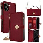 For Redmi A5 4G 171.7mm Crossbody Handle Cross Texture Leather Phone Case(Red)