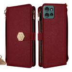 For Motorola Edge 50 5G Crossbody Handle Cross Texture Leather Phone Case(Red)