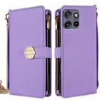 For Motorola Edge 50 Neo 5G Crossbody Handle Cross Texture Leather Phone Case(Purple)