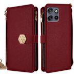 For Motorola Edge 50 Neo 5G Crossbody Handle Cross Texture Leather Phone Case(Red)