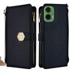 For Motorola Moto G35 5G Crossbody Handle Cross Texture Leather Phone Case(Black)
