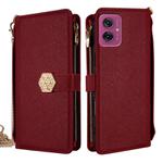 For Motorola Moto G55 5G Crossbody Handle Cross Texture Leather Phone Case(Red)