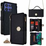 For Motorola Moto G Stylus 5G 2025 Crossbody Handle Cross Texture Leather Phone Case(Black)