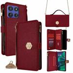 For Motorola Moto G Stylus 5G 2025 Crossbody Handle Cross Texture Leather Phone Case(Red)