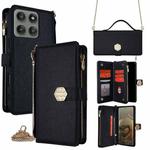 For Motorola Edge 60 Pro 5G Crossbody Handle Cross Texture Leather Phone Case(Black)