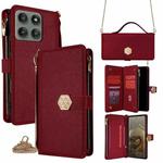 For Motorola Edge 60 Pro 5G Crossbody Handle Cross Texture Leather Phone Case(Red)
