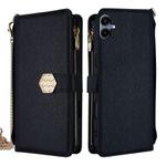 For Samsung Galaxy A06 Crossbody Handle Cross Texture Leather Phone Case(Black)