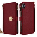 For Samsung Galaxy A06 Crossbody Handle Cross Texture Leather Phone Case(Red)