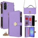 For Samsung Galaxy A36 5G Crossbody Handle Cross Texture Leather Phone Case(Purple)