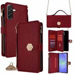For Samsung Galaxy A36 5G Crossbody Handle Cross Texture Leather Phone Case(Red)