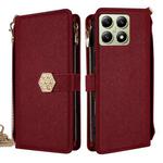 For Xiaomi 14T 5G Crossbody Handle Cross Texture Leather Phone Case(Red)