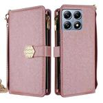 For Xiaomi 14T Pro 5G Crossbody Handle Cross Texture Leather Phone Case(Rose Gold)