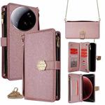 For Xiaomi 15 Ultra Crossbody Handle Cross Texture Leather Phone Case(Rose Gold)