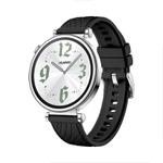 Kalebol 18mm Universal Textured Silicone Silver Buckle Strap(Black)