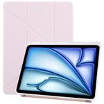 For iPad Air 13 2025 / 2024 / Pro 12.9 ZGA Genre Series Y-Fold Leather Tablet Case with Pen Slot(Pink)