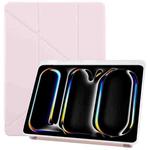 For iPad Pro 11 2024 ZGA Genre Series Y-Fold Leather Tablet Case with Pen Slot(Pink)