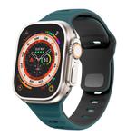 For Apple Watch 46mm / 49mm / 45mm / 44mm Kalebol Wave Reverse Buckle Two-color Silicone Strap(Dark Green Black)