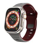 For Apple Watch 46mm / 49mm / 45mm / 44mm Kalebol Wave Reverse Buckle Two-color Silicone Strap(Space Grey Wine Red)