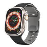 For Apple Watch 42mm / 41mm / 40mm / 38mm Kalebol Wave Reverse Buckle Two-color Silicone Strap(Black Grey)