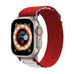 For Apple Watch 42mm / 41mm / 40mm / 38mm Kalebol Aline Nylon Loop Watch Band(Red+White)