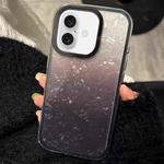 For iPhone 16 PC Lens Ring Gradient Shell Texture 3 in 1 Phone Case(Black)