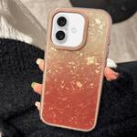 For iPhone 16 PC Lens Ring Gradient Shell Texture 3 in 1 Phone Case(Orange)