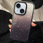 For iPhone 14 Plus PC Lens Ring Gradient Shell Texture 3 in 1 Phone Case(Black)