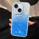 For iPhone 14 Plus PC Lens Ring Gradient Shell Texture 3 in 1 Phone Case(Blue)