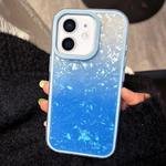 For iPhone 11 PC Lens Ring Gradient Shell Texture 3 in 1 Phone Case(Blue)