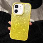 For iPhone 11 PC Lens Ring Gradient Shell Texture 3 in 1 Phone Case(Yellow)