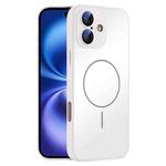 For iPhone 16 Thin Circle MagSafe Skin-feel AG Glass Phone Case(White)