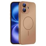 For iPhone 16 Thin Circle MagSafe Skin-feel AG Glass Phone Case(Desert Gold)