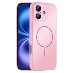 For iPhone 16 Thin Circle MagSafe Skin-feel AG Glass Phone Case(Pink)