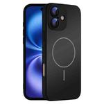 For iPhone 16 Thin Circle MagSafe Skin-feel AG Glass Phone Case(Black)