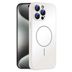 For iPhone 15 Pro Thin Circle MagSafe Skin-feel AG Glass Phone Case(White)