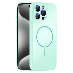 For iPhone 15 Pro Thin Circle MagSafe Skin-feel AG Glass Phone Case(Light Cyan)