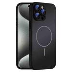 For iPhone 15 Pro Thin Circle MagSafe Skin-feel AG Glass Phone Case(Black)