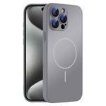For iPhone 15 Pro Thin Circle MagSafe Skin-feel AG Glass Phone Case(Titanium Gray)