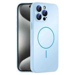 For iPhone 15 Pro Thin Circle MagSafe Skin-feel AG Glass Phone Case(Sky Blue)