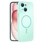 For iPhone 15 Plus Thin Circle MagSafe Skin-feel AG Glass Phone Case(Light Cyan)