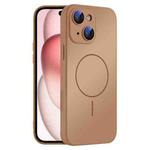 For iPhone 15 Plus Thin Circle MagSafe Skin-feel AG Glass Phone Case(Desert Gold)