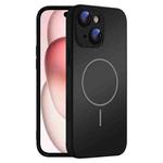 For iPhone 15 Plus Thin Circle MagSafe Skin-feel AG Glass Phone Case(Black)