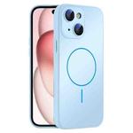 For iPhone 15 Plus Thin Circle MagSafe Skin-feel AG Glass Phone Case(Sky Blue)