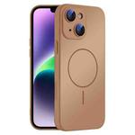 For iPhone 14 Thin Circle MagSafe Skin-feel AG Glass Phone Case(Desert Gold)