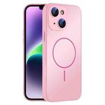 For iPhone 14 Thin Circle MagSafe Skin-feel AG Glass Phone Case(Pink)