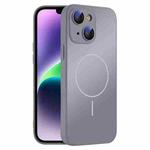 For iPhone 14 Thin Circle MagSafe Skin-feel AG Glass Phone Case(Titanium Gray)