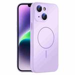 For iPhone 14 Thin Circle MagSafe Skin-feel AG Glass Phone Case(Purple)